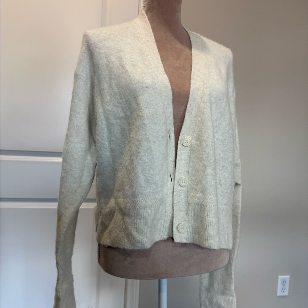 All Saints Off-White Italian Wool Cardigan Sweater